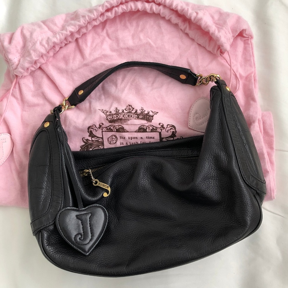Black Y2K Leather Juicy Couture Hobo Purse
